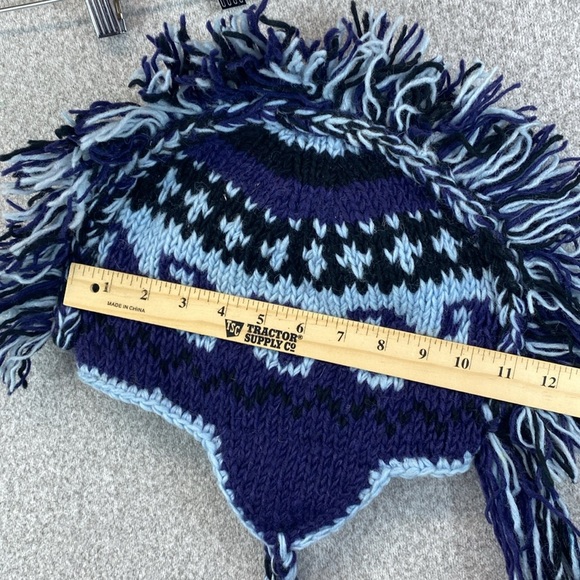Wool Mohawk beanie hat made in Nepal fleece lined ski snowboard edgy skater - Picture 5 of 7